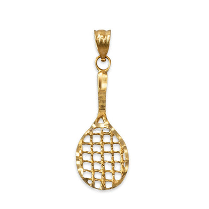 Gold Tennis Racket DC Pendant Necklace (10K, 14K, yellow, white, rose gold) Karma Blingz