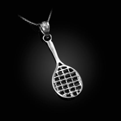 Sterling Silver Tennis Racket DC Pendant Necklace Karma Blingz