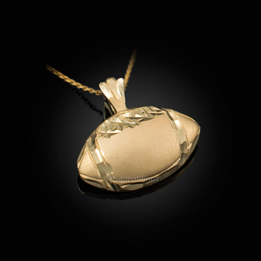 Gold Satin DC Football Pendant Necklace (10K, 14K, yellow, white, rose gold) Karma Blingz