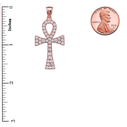 Diamond Studded Solid Gold Egyptian Ankh Cross Pendant (10k, 14k, yellow, white, rose gold) Karma Blingz