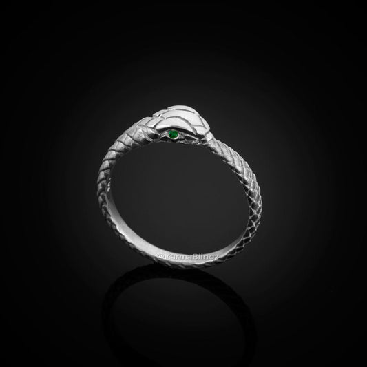 Sterling Silver Ouroboros Snake Emerald Ring Karma Blingz