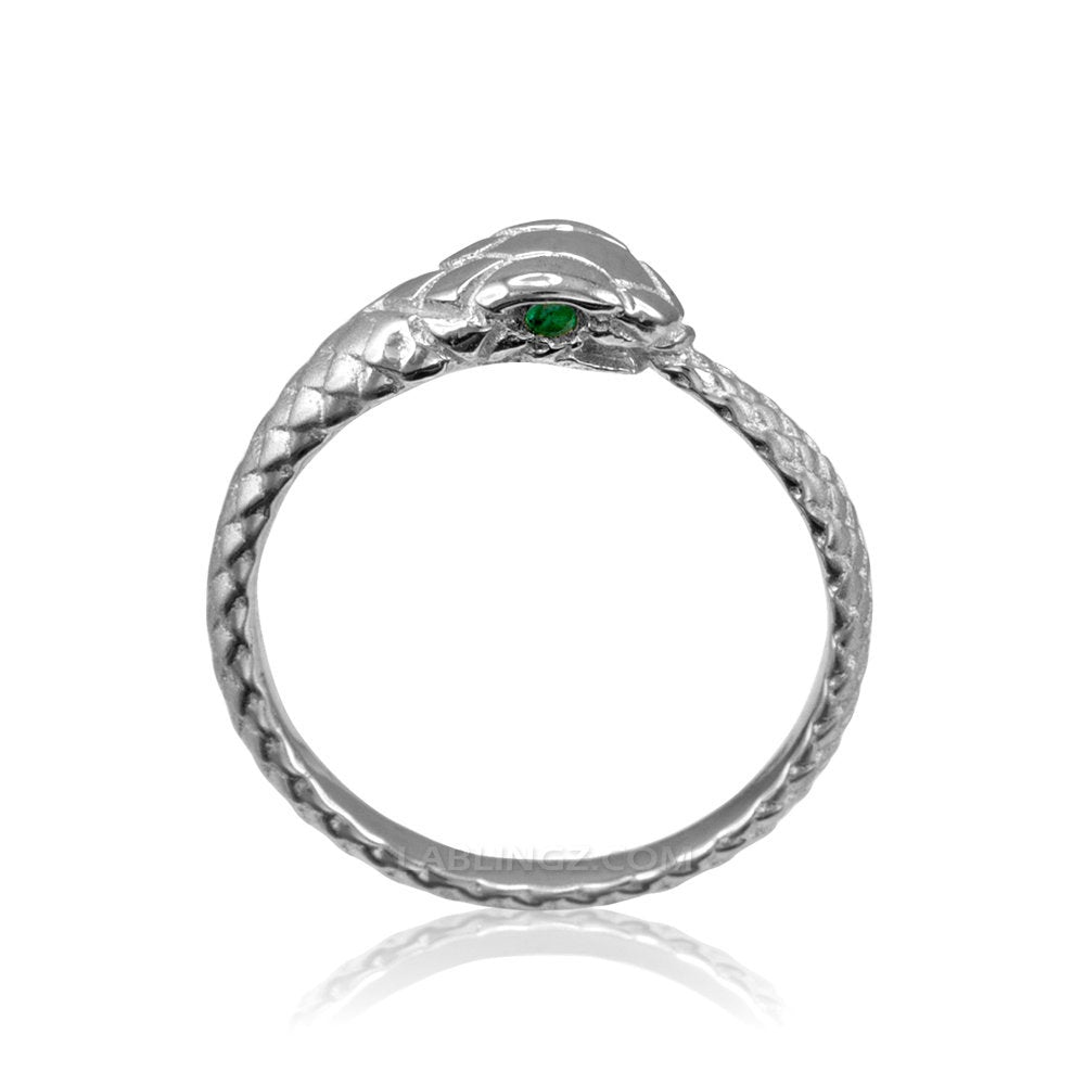 Sterling Silver Ouroboros Snake Emerald Ring Karma Blingz