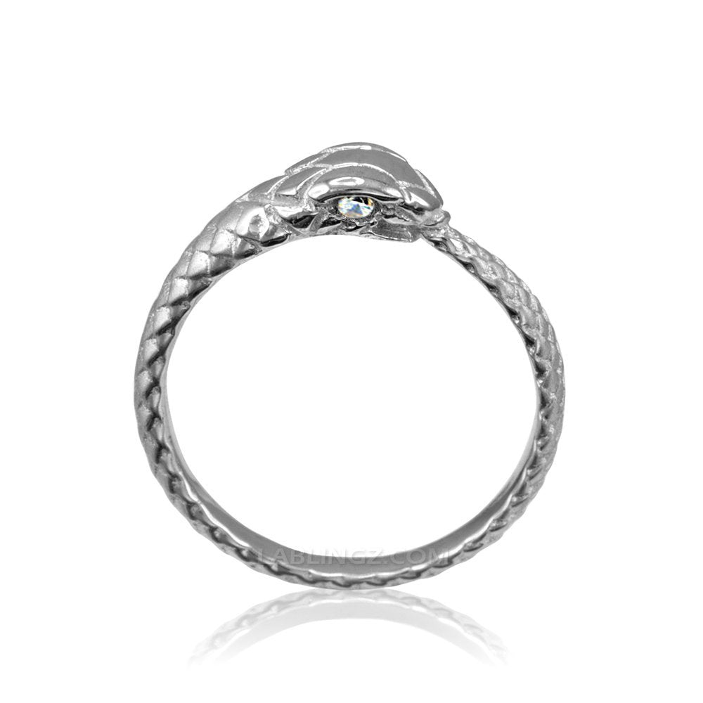 Sterling Silver Ouroboros Snake Diamond Ring Karma Blingz