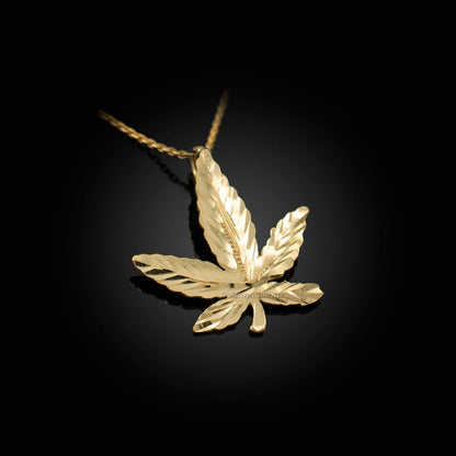 Gold Marijuana Leaf Cannabis Womens DC Charm Necklace (yellow, white, rose gold, 10k, 14k) Karma Blingz