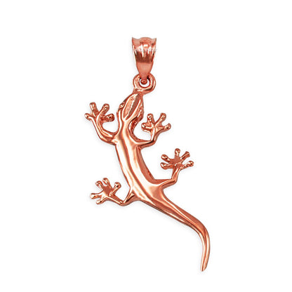 Polished Gold Salamander Lizard Charm Necklace (yellow, white, rose gold, 10k, 14k) Karma Blingz
