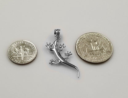 Polished Sterling Silver Salamander Lizard Charm Necklace Karma Blingz