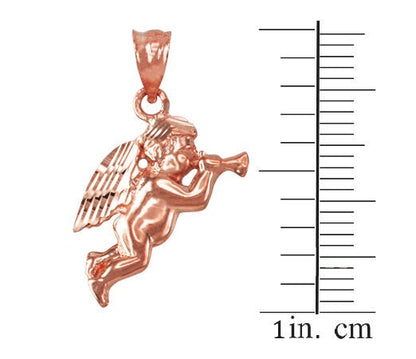Polished Gold Trumpeting Angel DC Charm Necklace (yellow, white, rose gold, 10k, 14k) Karma Blingz