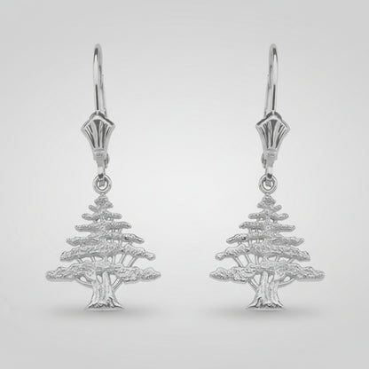 Sterling Silver Lebanese Cedar Tree Earrings Karma Blingz