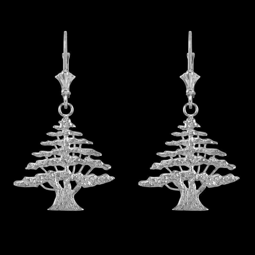 Sterling Silver Lebanese Cedar Tree Earrings Karma Blingz