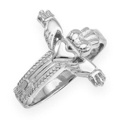 Sterling Silver Irish Claddagh Cross Ring Karma Blingz