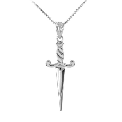 Gold Dagger Knife Charm Pendant Necklace (10k, 14k, yellow, white, rose gold) Karma Blingz