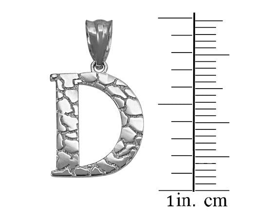 Sterling Silver Nugget Alphabet Initial Letter "D" Pendant Necklace Karma Blingz