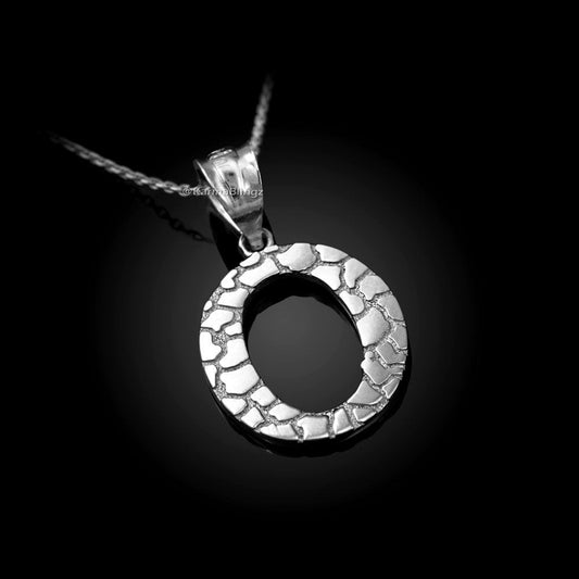 Sterling Silver Nugget Alphabet Initial Letter "O" Pendant Necklace Karma Blingz