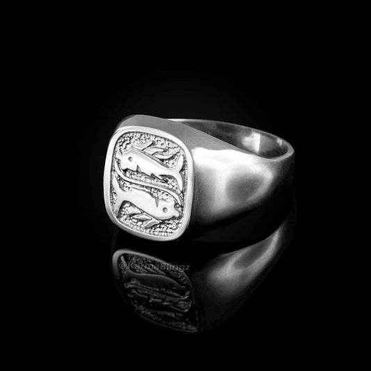 Sterling Silver Pisces Mens Zodiac Ring Karma Blingz