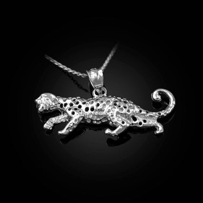 Sterling Silver Cheetah Cat Pendant Necklace Karma Blingz