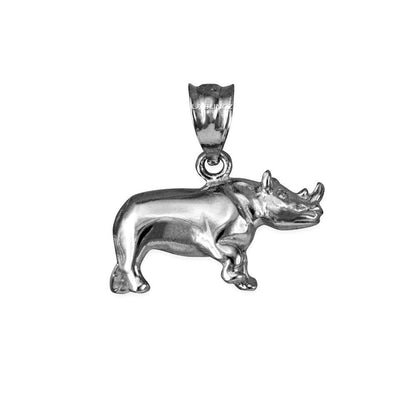 Polished Sterling Silver Rhino Charm Necklace Karma Blingz
