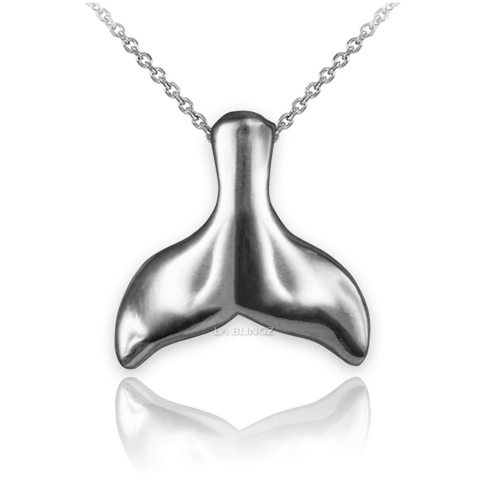 Polished Sterling Silver Whale Tail Charm Necklace Karma Blingz