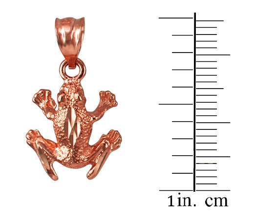 Gold Textured DC Frog Charm Necklace (yellow, white, rose gold, 10k, 14k) Karma Blingz
