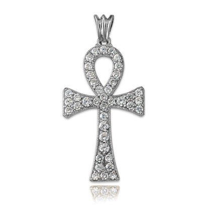 Iced Gold Egyptian Ankh Cross CZ Pendant (10k, 14k, yellow, white, rose gold) Karma Blingz