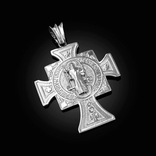 Solid Sterling Silver San Benito Cross Reversible Pendant Karma Blingz