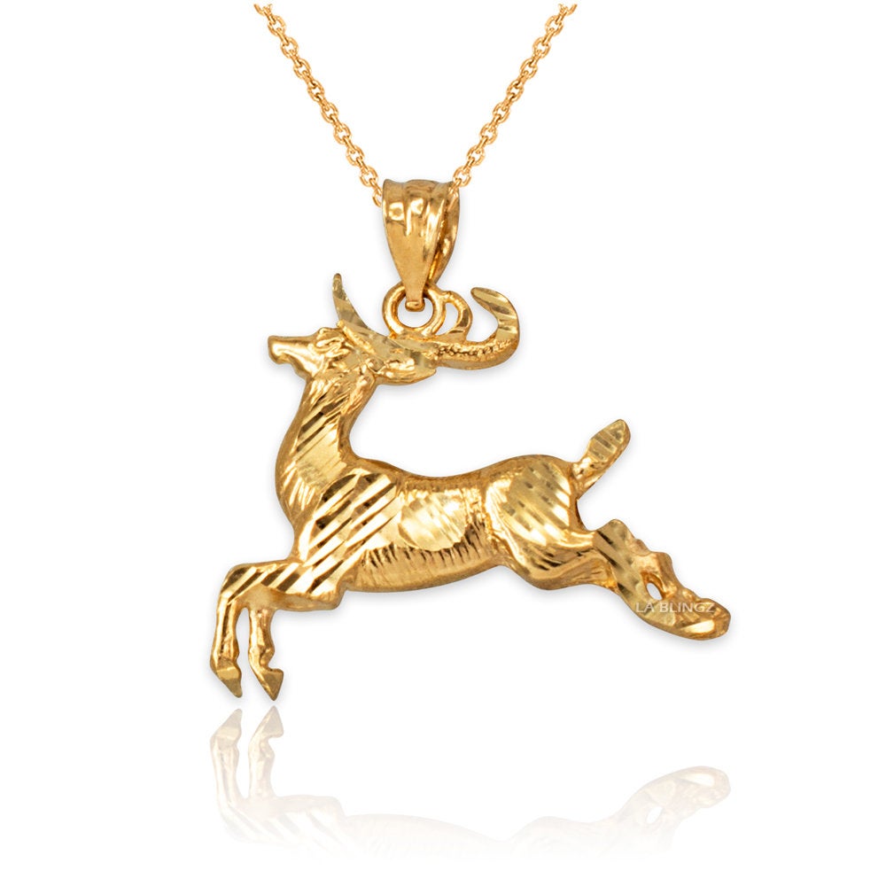 Gold Deer DC Pendant Necklace (10K, 14K, yellow, white, rose gold) Karma Blingz