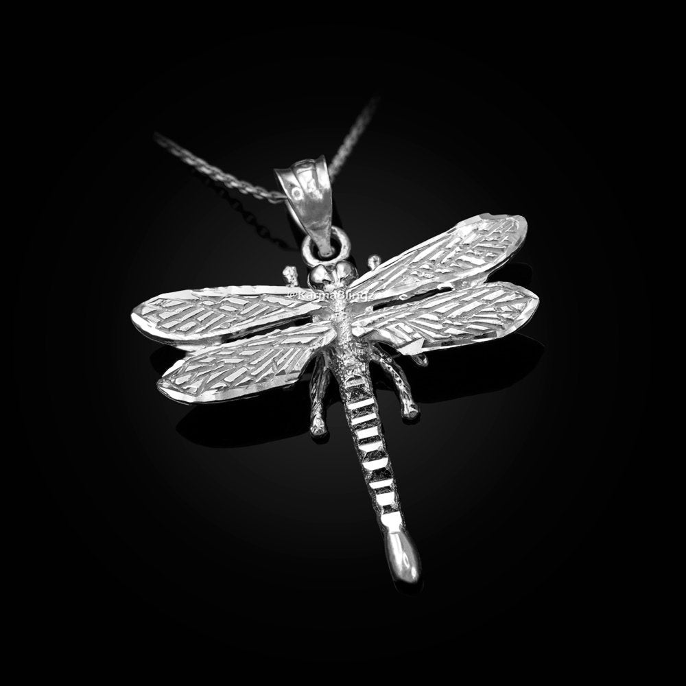 Solid Sterling Silver Dragonfly DC Pendant Necklace Karma Blingz