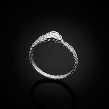 Sterling Silver Ouroboros Snake Ruby Ring Karma Blingz