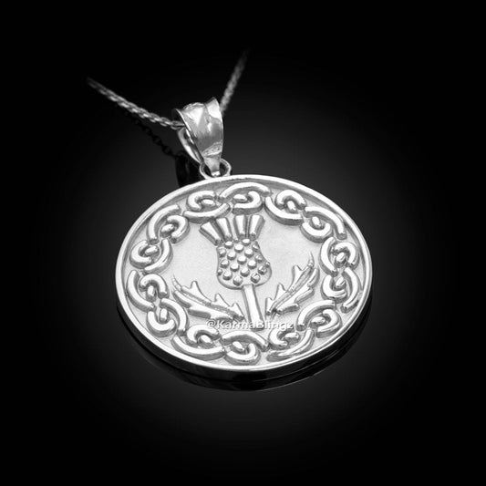 Sterling Silver Scottish Thistle Medallion Pendant Necklace Karma Blingz