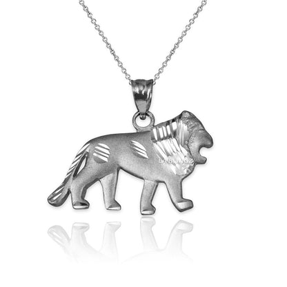 Matte Sterling Silver Lion DC Pendant Necklace Karma Blingz