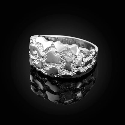 Mens Sterling Silver Nugget Ring Karma Blingz