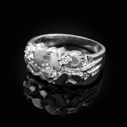 Sterling Silver Elegant CZ Nugget Ring Karma Blingz