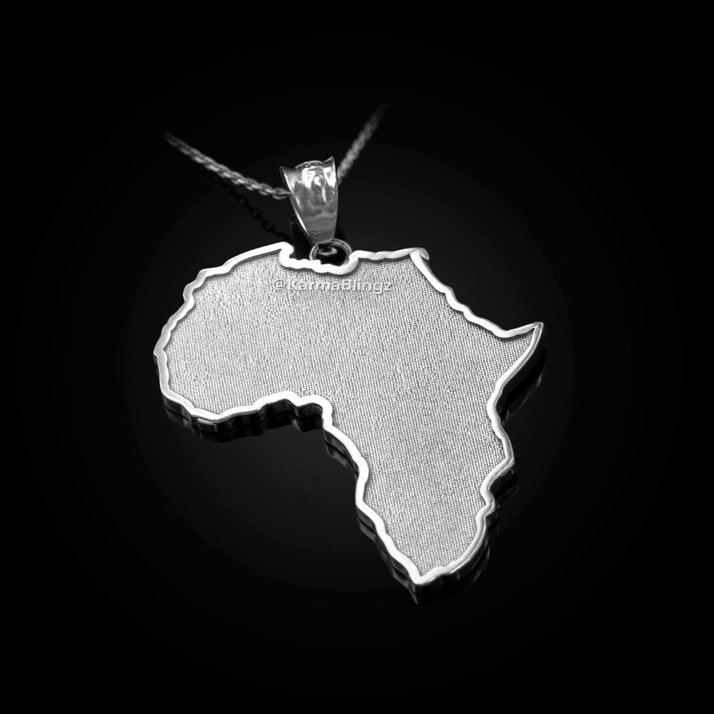 Sterling Silver Africa Map Pendant Necklace Karma Blingz