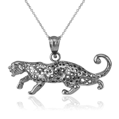 Sterling Silver Cheetah Cat Pendant Necklace Karma Blingz