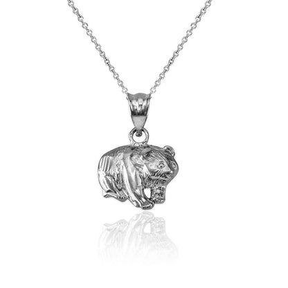 Sterling Silver Grizzly Bear Tiny Charm Necklace Karma Blingz