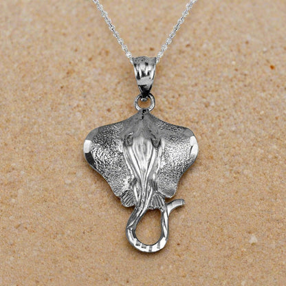 Sterling Silver Stingray Fish DC Pendant Necklace Karma Blingz