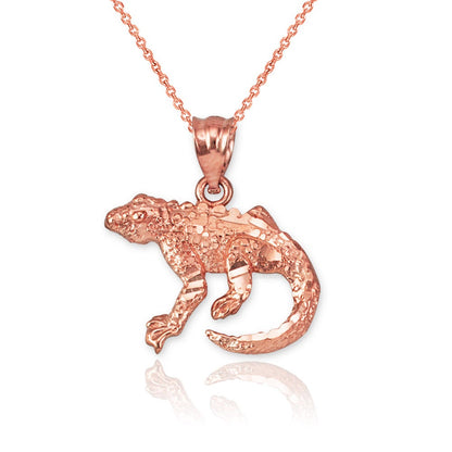 Gold Salamander Lizard DC Pendant Necklace (yellow, white, rose gold, 10K, 14K) Karma Blingz