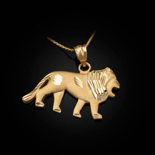 Matte Gold Lion DC Pendant Necklace (10K, 14K, yellow, white, rose gold) Karma Blingz