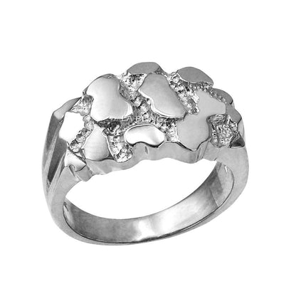 Mens Sterling Silver Nugget Ring Karma Blingz