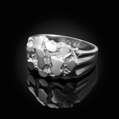 Mens Sterling Silver Nugget Ring Karma Blingz