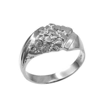 Mens Sterling Silver Diamond-shape Nugget Ring Karma Blingz