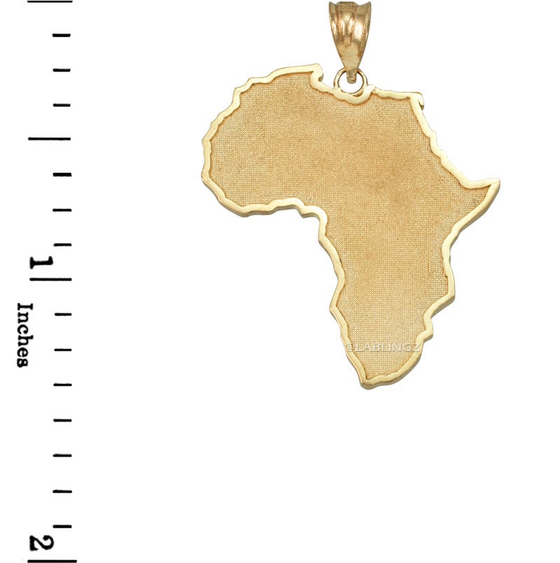 Gold Africa Map Pendant Necklace (10K, 14K, yellow, white, rose gold) Karma Blingz