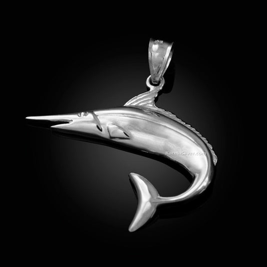 Polished Sterling Silver Swordfish Pendant Karma Blingz