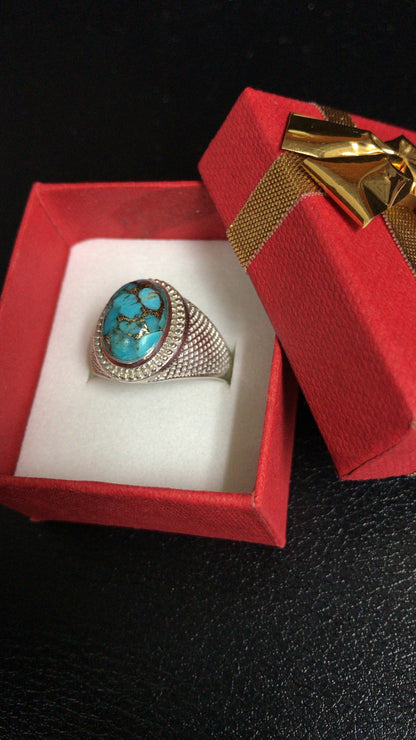 Sterling Silver Blue Copper Turquoise Statement Ring Karma Blingz
