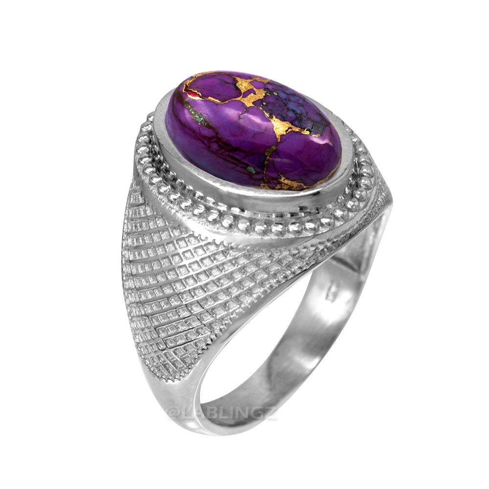 Sterling Silver Purple Copper Turquoise Statement Ring Karma Blingz