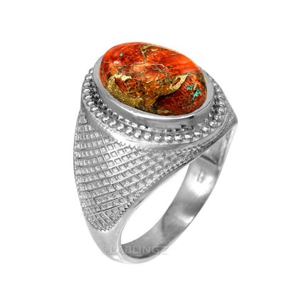 Sterling Silver Orange Copper Turquoise Statement Ring Karma Blingz