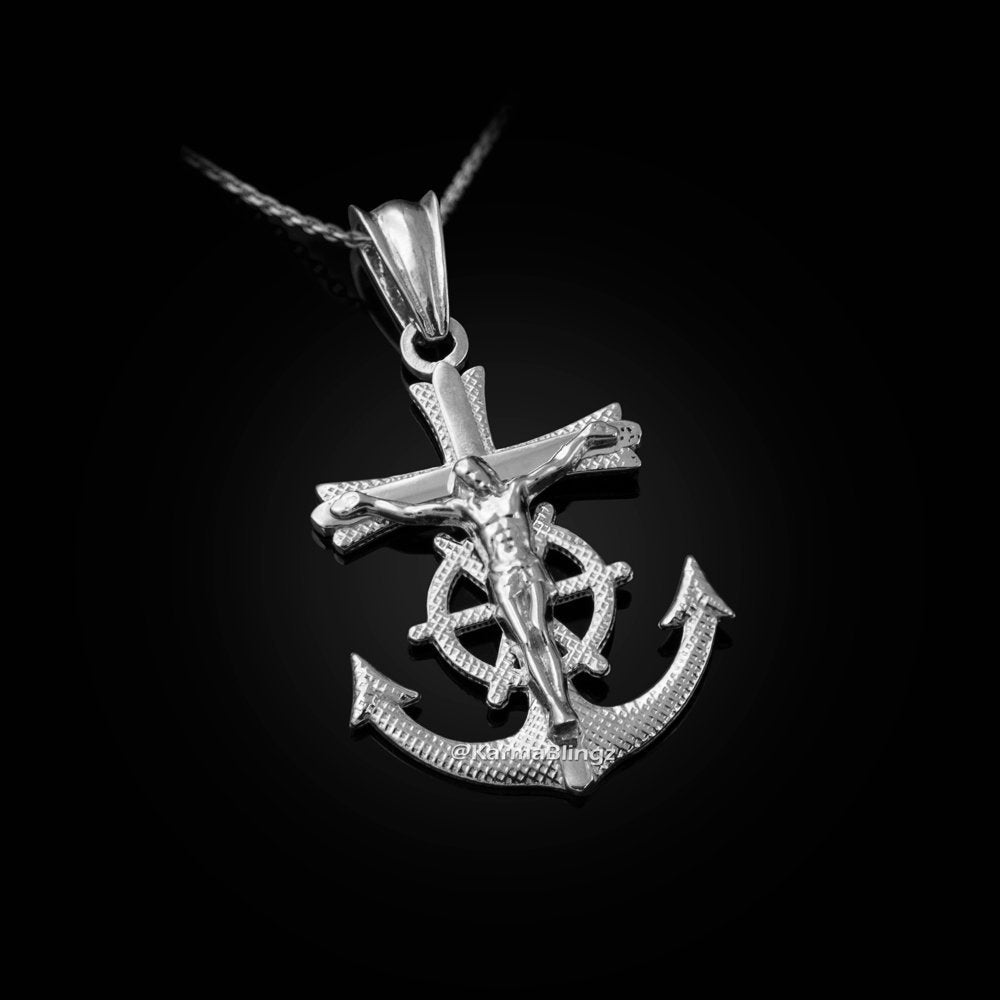 Sterling Silver Mariner Crucifix Cross Pendant Necklace Karma Blingz