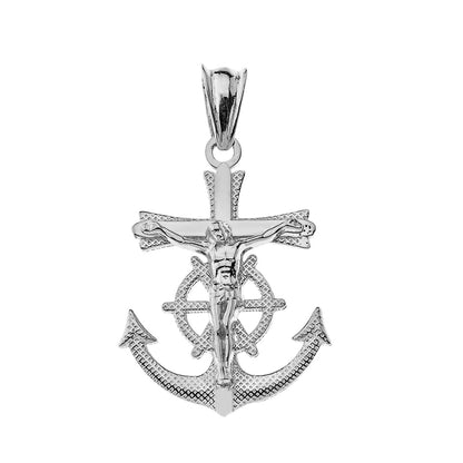 Sterling Silver Mariner Crucifix Cross Pendant Necklace Karma Blingz