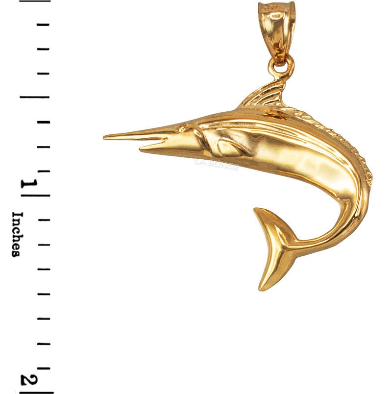 Polished Gold Swordfish Pendant (yellow, white, rose gold, 10k, 14k) Karma Blingz