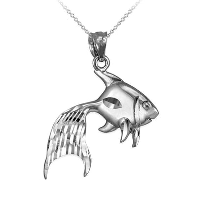 Polished Sterling Silver Goldfish Pendant Necklace Karma Blingz
