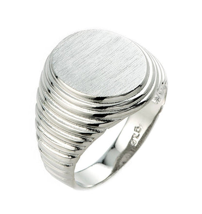 Sterling Silver Men's Oval Signet Ring Karma Blingz